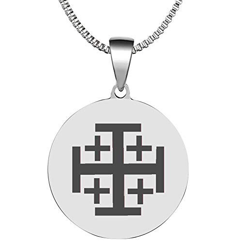 Engraved Jerusalem Cross Stainless Steel Christian Pendant Necklace