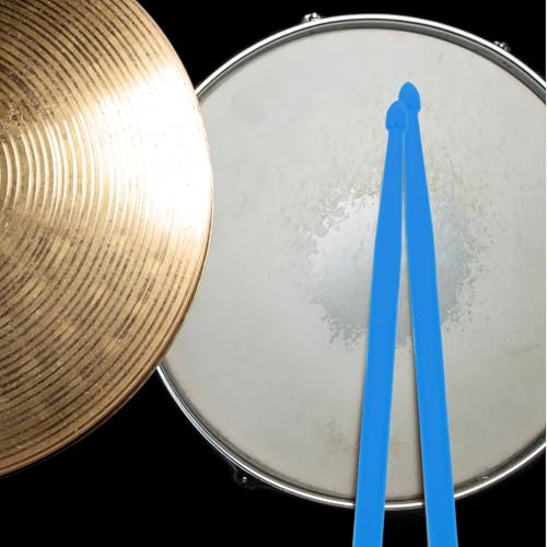 Par de baquetas de percusión de doble extremo con cabezas de nailon y fieltro, mazos musicales universales para práctica en azul cielo para batería y timpani miniatura 4