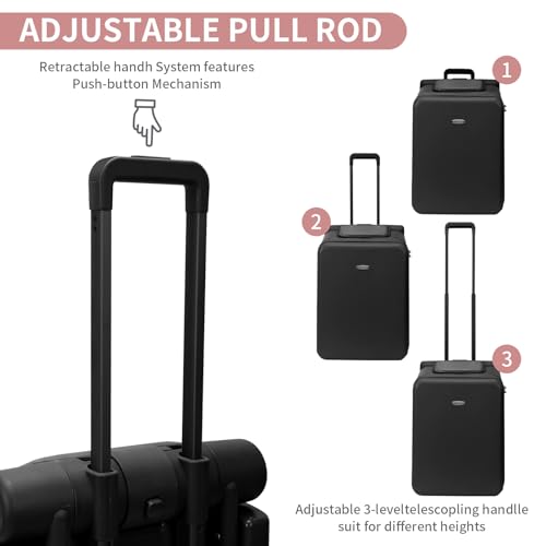 LemoHome Expandable Luggage with Spinner Wheels,Large Suitcases with Child Seat Design,Hard Luggage for Women and Men,20 inch Hardside Carry on Luggage for Travel (Black visor) by LemoHome - Used condition - Image 4