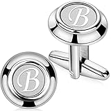 Mens Classic Cufflinks for Men Silver Initials B Formal Business Wedding Tuxedo Shirts