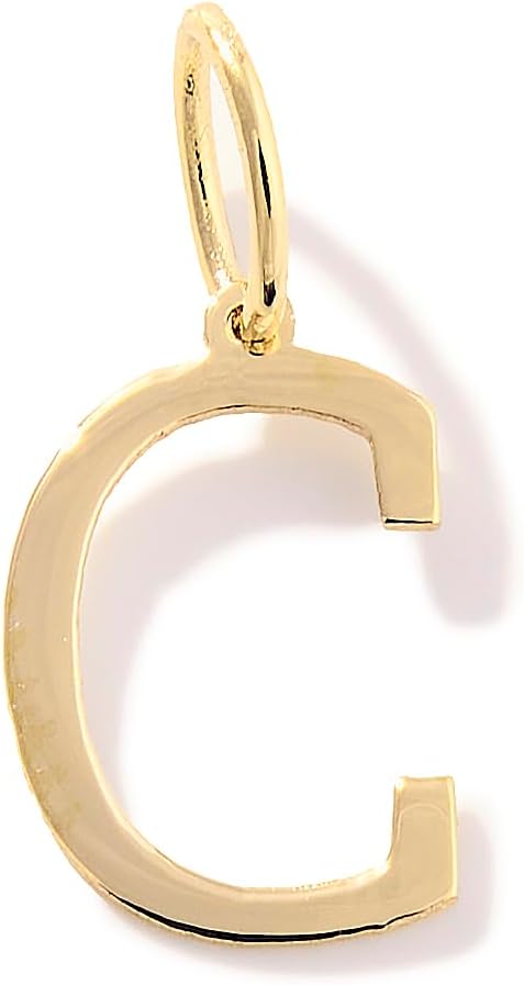 Gelin 14K Solid Gold Initial Letter Charm Pendant for Women - Personalized Block Letter Add On Charm (A to Z All Letters)