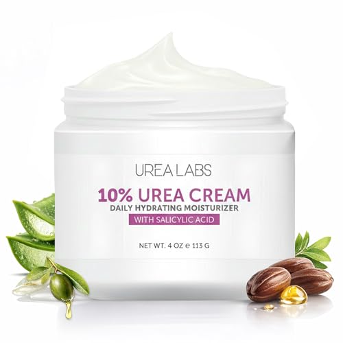 UREA LABS 10% Urea Cream with Aloe Vera, Jojoba Oil and Salicylic Acid - 150ml Hydrating Moisturizer for Dry, Chapped Hands, Feet, Face & Body - Repairs, Soothes & Nourishes Rough, Dry Skin - 4 Oz