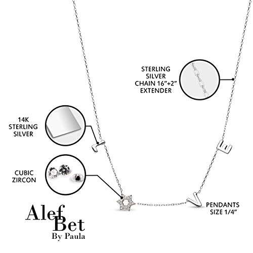 Star Of David Jewish Star Love Letter Necklace 925 Sterling Silver With Cz Cubic Zirconia Stones Fine Jewelry For Women, Girls, And Bat Mitzvah Gifts Religious #TOP4