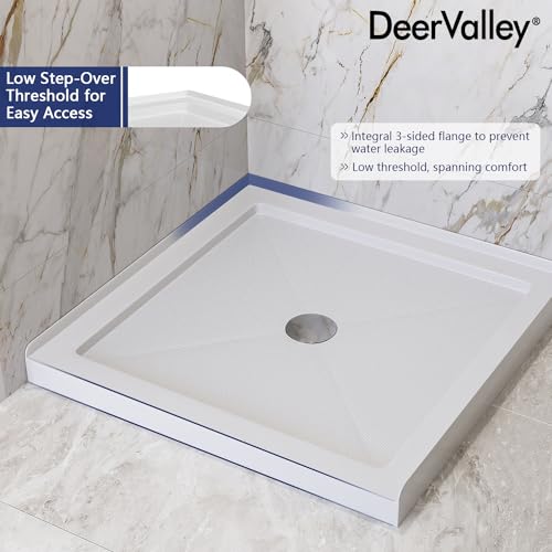 Image of DeerValley 35 inchL X 35 inchW Center Drain Shower Base in White