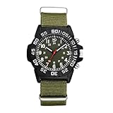 OIDEA Orologio da campagna tattico da uomo: orologio analogico al quarzo con cinturino in nylon, quadrante in scala 24 ore, impermeabile, per attività all'aria aperta e avventura, Verde, striscia