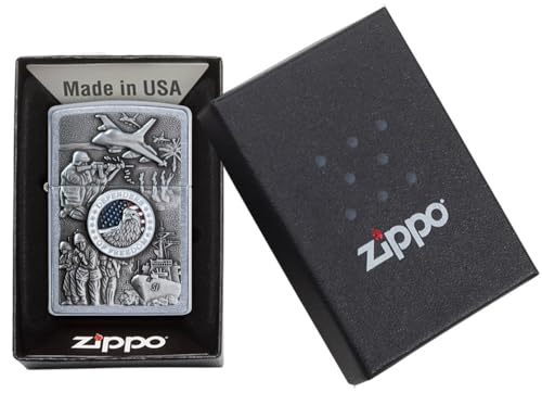 Zippo Defenders of Freedom Emblem Street Chrome Pocket Lighter