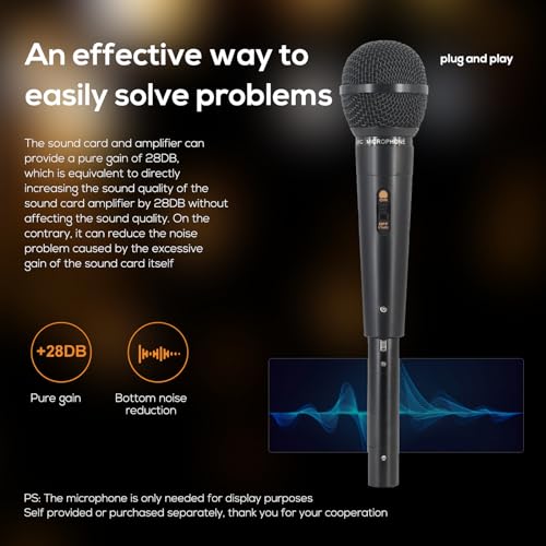 In-Line Microphone Preamp, Black Microphone Preamp Mic Booster Preamplifier In-Line Preamp Microphones Ultra-Low Noise Performance Microphones Preamp