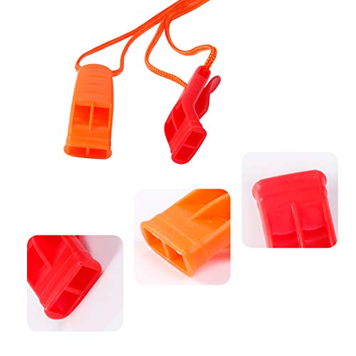 Augsun 20 Pcs Emergency Safety Whistle Plastic Whistles Set With Lanyard,Red And Orange #TOP3