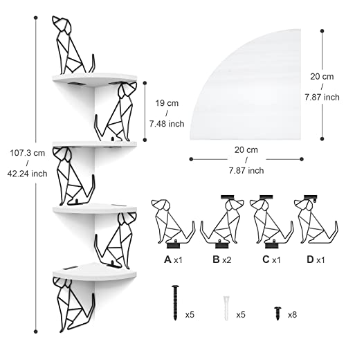 Alsonerbay Mensola angolare da parete a 4 ripiani