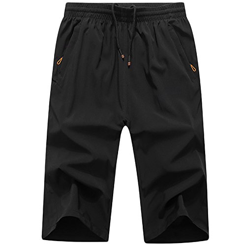LEOCLOTHO Short Homme Grande Taille Eté Casual Elastique Cordon de serrage Sport Pantacourt, Noir,...