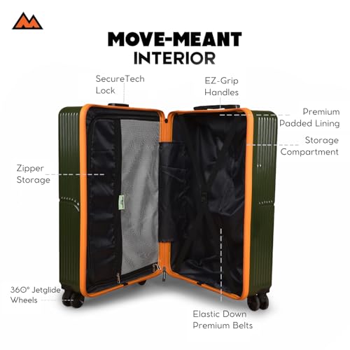 Image of Move-Meant Cabin Glide Small 55Cm Suitcase 8 Wheels Number Lock Poly Carbonate MAT. Green Trolley Bag for Men & Women | 360 Degree Wheeling System Luggage | Trolley Bags for Travel