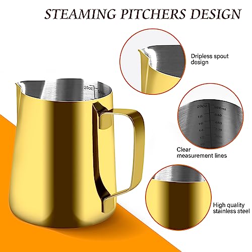 image for iHeartYard Milk Frothing Pitcher, 20OZ/600ML Stainless Steel Espresso 