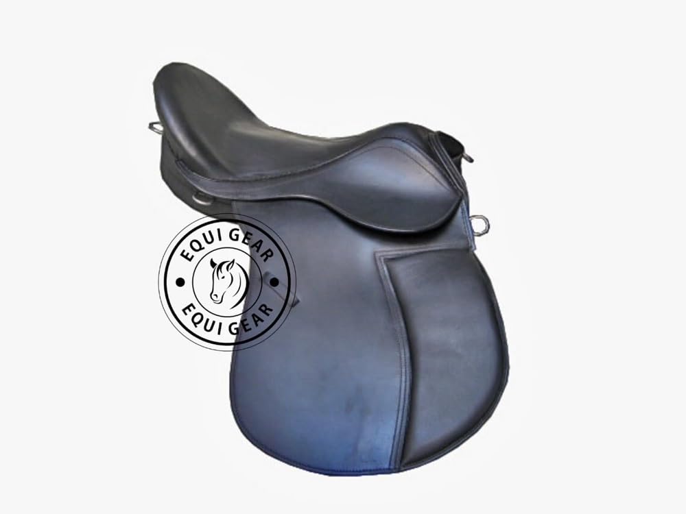 Horse - Sillín de cuero sin árboles, multiusos, tamaño de 14 a 18 pulgadas, asiento disponible A18