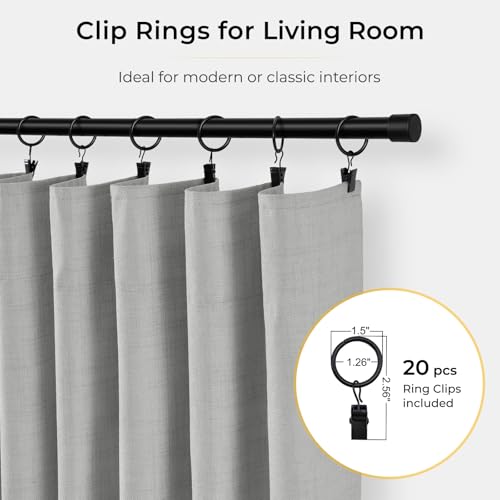 Image of INOVADAY 100% Blackout Curtains for Bedroom, Dove Grey Black Out Curtains 90 Inch Long, Clip Rings Linen Blackout Drapes, Thermal Insulated Room Darkening for Living Room, 2 Panels - W50xL90