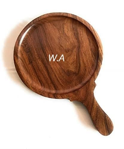 Image of W.A Bakers Wooden Round Pizza Bat with Handle /Bat /Board (8 Inches, Brown) (Small)