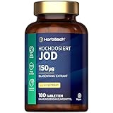 Jod Tabletten aus Kelp | 150µg | Hochdosiert | 180 Vegane Stück | Iodine Tablets | 150 mcg | Horbaach