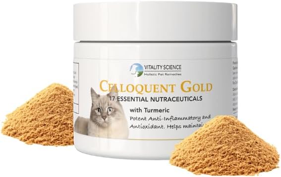 Vitality Science Celloquent Gold for Cats | Holistic Advanced Immune Support Supplement | 17 Synergistic Ingredients | Auto Immune, Vomit and Diarrhea, Depression (120g)