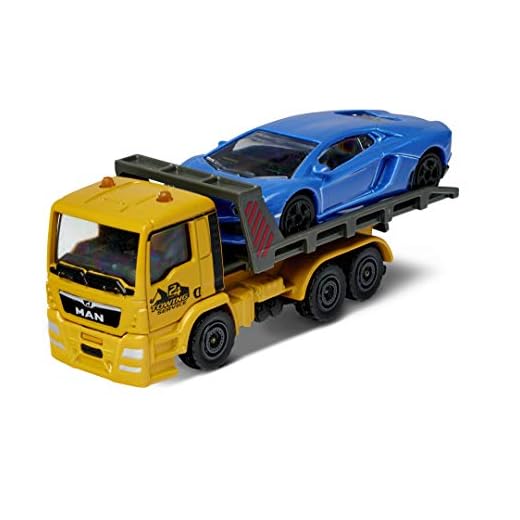 Majorette Man TGS-Camión de Remolque, Lamborghini Aventador, Azul, Rueda Libre, Apertura y/o Partes móviles, 13 cm, para niños a Partir de 3 años (212053154Q04)