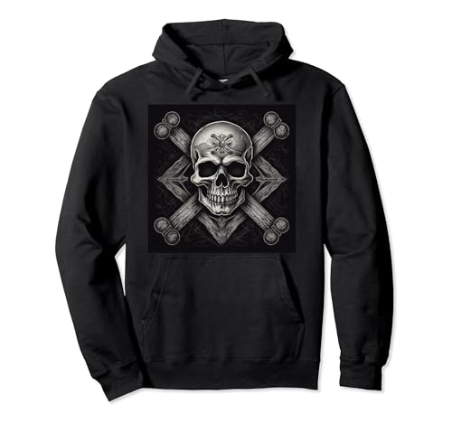 Skull and Crossbones, Gothic, Graphic Design, Tattoo art Pullover Hoodie