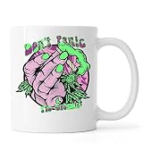 Don't Panic It's Organic Weed Pop Art Graphic Keramik Tee Kaffeebecher Weiß