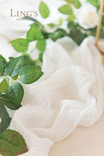 Ling's Moment 10Ft X 35" Wide Brilliant White Gauze Semi-Sheer Table Runner Cheesecloth Tablecloth For Wedding Party Bridal Shower Boho Table Decor #TOP3