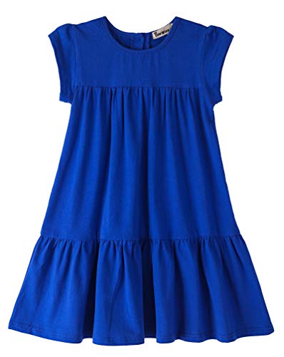 Image of Youwon Girls Dress Short Sleeve Solid Color Tunic A-Line Tiered Swing Dress 2-6 7-16