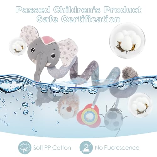 Image of FATI Baby Stroller Toys, Car Seat Toys for 0-6 Months, Sensory Toys for Newborns 0-3 Months, Infants Toys for Baby Crib Carseat with Squeaker Teether Rattles for 0 3 6 9 12 Months Babies Ideal Gifts