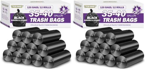 Image of 35-40 Gallon Trash Bags Unscented, 35'' x 40'', Black, 120 Count (Pack of 2)