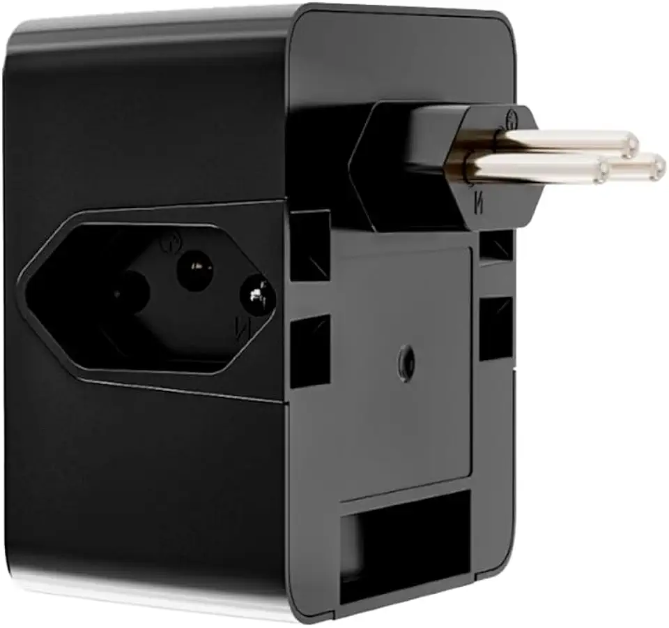 Protetor Contra Surtos Elétricos (DPS) CLAMPER 127/220V, 10 Amperes, 3 Pinos, para PC, PS5, Xbox, Smartphone, Monitor, Impressora, etc - iCLAMPER Energia 3 Preto LCF, 3 tomadas