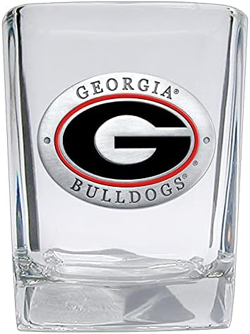 Heritage Pewter University of Georgia Square Shot Glass | Hand-Sculpted 1.5 Ounce Shot Glass | Intricately Crafted Metal Pewter Alma Mater Inlay - Thumbnail 2