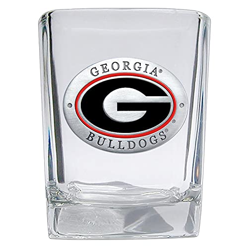 Heritage Pewter University of Georgia Square Shot Glass | Hand-Sculpted 1.5 Ounce Shot Glass | Intricately Crafted Metal Pewter Alma Mater Inlay