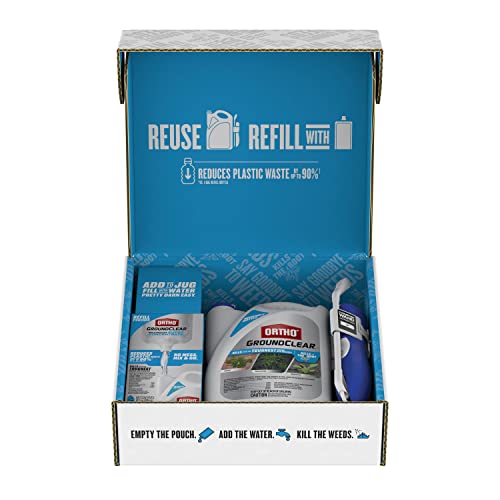 Image of Ortho GroundClear Weed & Grass Killer Super Concentrate 1 with Empty 1 /2 gal. Reusable Bottle, Comfort Wand & Two 5 oz. Refill Pouches