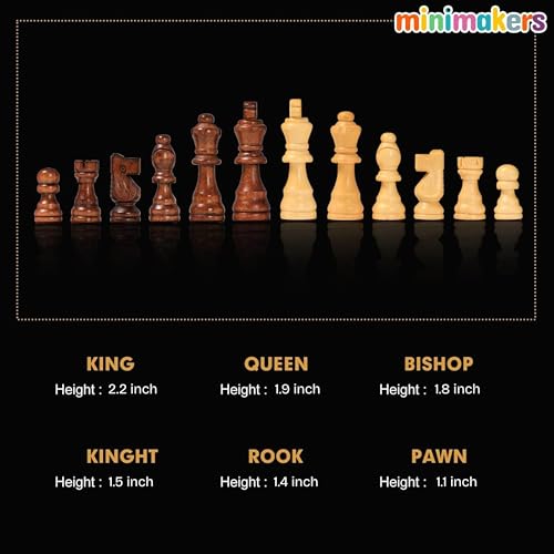 Image of 12 inches Wooden Chess Board Set Magnetic, Handcrafted Foldable Chess with Storage, Portable Travel Chess Game, Classic Strategy Gift for Teens & Adults