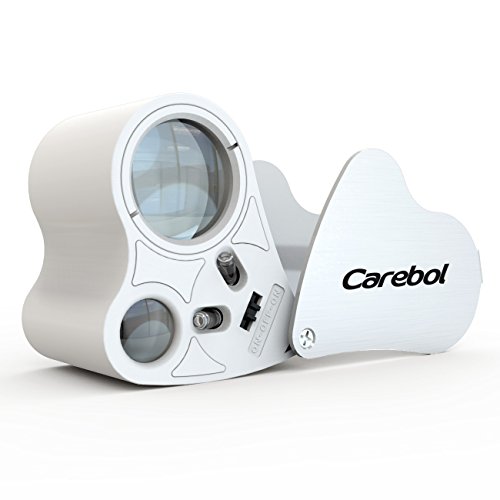 Carebol 30x 60x Illuminated Jewelers Eye Loupe LED Lighting Pocket Magnifier Silver White