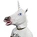 Produktbild Cusfull Weiß Einhorn Kopf Maske, Einhornmaske Einhorn Latex Fasching Knopf Maske Vollmaske Tiermaske für Halloween Cosplay Kostüm(Einhorn Maske)