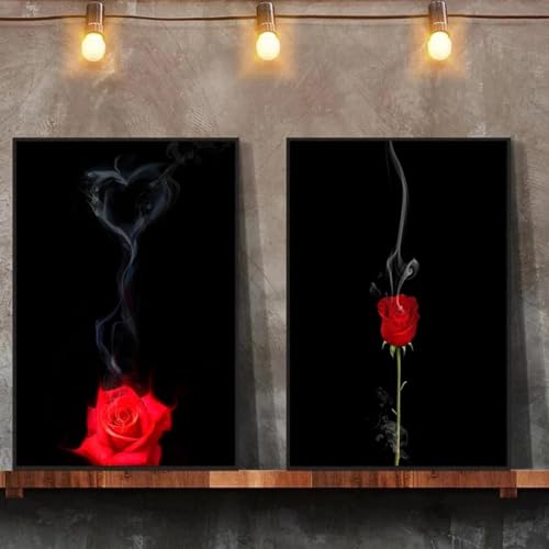 Affiches minimalistes rose rouge KEBIA | Tableau d'art mural moderne sur toile 70x100 cm x2