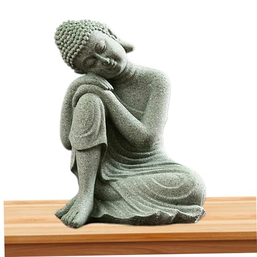 Statue de Bouddha mini en grès gris style zen pour décoration