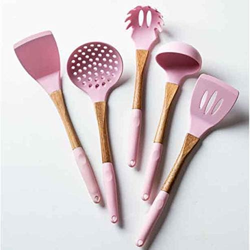 Silicone Kitchen Tools Set Cooking Utensils Spatula Shovel Soup Spoon with Wooden Handle Special Heat-resistant Design