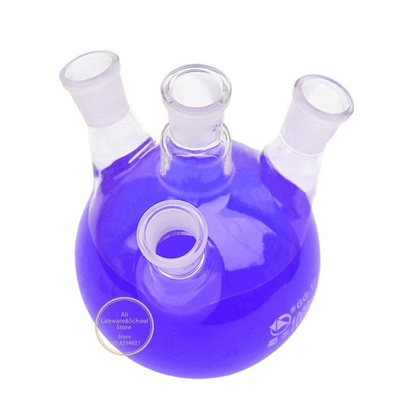 matraz de Vidrio borosilicato de Laboratorio. Matraz de destilación de Cuatro cuerpos de Vidrio de silicato de Alto Contenido de 100 ml-2000 ml for Laboratorio.(250ml 24x19x3)