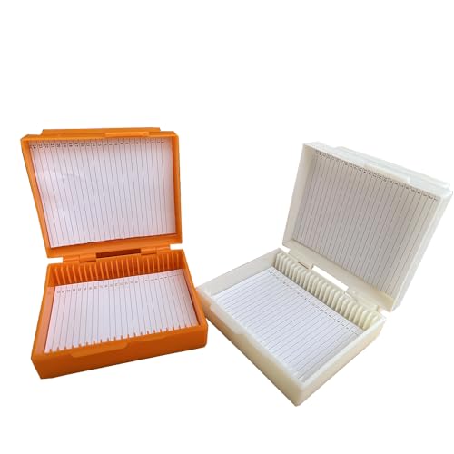 2 Piece 25 Place Microscope Slide Box, Plastic Microscope Slide