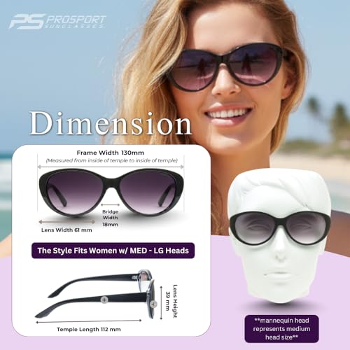 Image of proSPORT | Cat Eye Womens Full Lens Tinted Reading Sunglasses Oversize NOT BIFOCAL