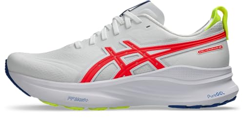 ASICS Men's Gel-Kayano 32 Running Shoes, 9, White/Flash Coral