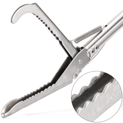 Image of Hiceeden 47 inch Professional Stainless Steel Snake Grabber Tool, Collapsible Snake Reptile Tong with Lock and Wide Jaw, Heavy Duty Rattle Snake Catcher Stick Handling Tool