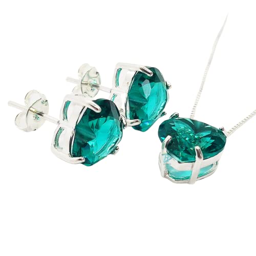 KIT PONTO DE LUZ CORAÇÃO 10MM - PRATA 925 - JROMERO ARTIGOS COR: VERDE AGUA; TAMANHO: 45CM