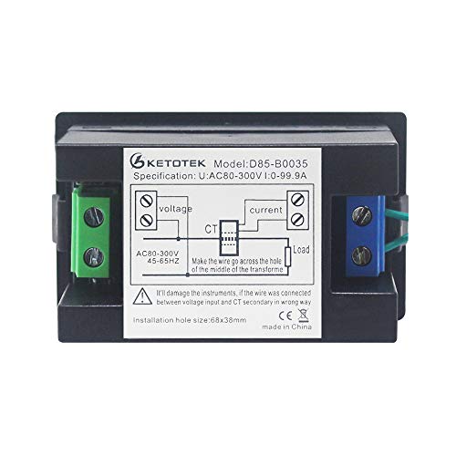 KETOTEK Voltmètre Ampèremètre Numérique AC 80-300V 0-100A Tension Courant Metre Volt Amp Afficheur Voltmètre Ampérage Multimètre 2 en 1 avec Transformateur de Courant – vue 7