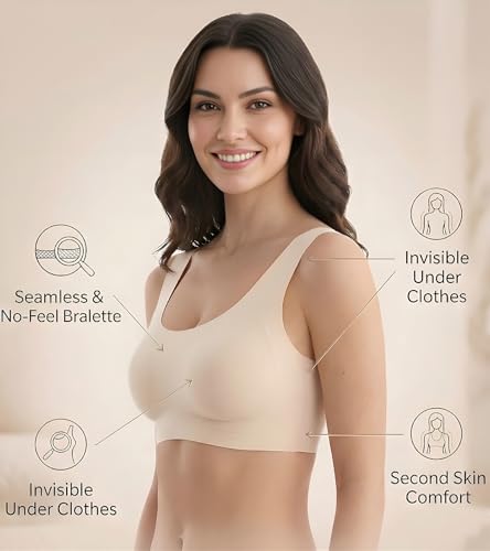 Image of DClub Comfort Revolution Seamless Bra -Easy lite Full-Coverage Wireless Everyday Bra with Soft Comfort with Removable Pad.