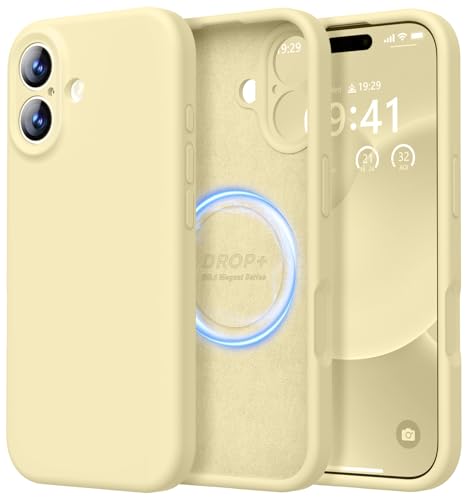LOVE 3000 Designed for iPhone 17 Case, Premium Silicone [Compatible with Magsafe][Soft Anti-Scratch Microfiber Lining] Shockproof Protective Phone Case for Men Women 6.3", Creamy Yellow
