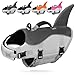 AMZNOVA Shark Hundeschwimmweste, Schwimmweste with Flossen & Haiflosse, Rettungsweste Hund für Bootfahren, Schwimmhilfe & Verstellbar, XS, Grau