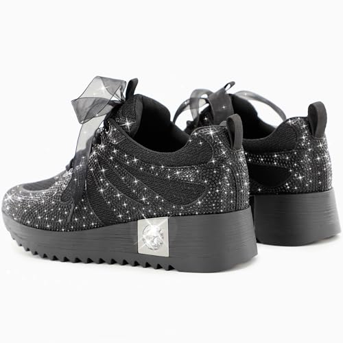Image of FINDVELL Women's Fashion Glitter Sneakers Platform Wedge Shoes Sparkly Rhinestone High Top Sneakers Trendy Sequin Shoes Wedding Bride Dress