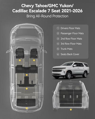 Image of 3W Floor Mats for Chevy Tahoe /GMC Yukon /Escalade 2021-2026